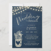 Blue Rustic Mason Jar Wedding DIGITAL Print Einladung (Vorderseite)