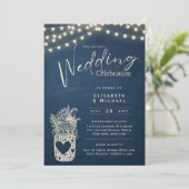 Blue Rustic Mason Jar Wedding DIGITAL Print Einladung (Stehend Vorderseite)