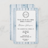 Blue Rustic Monogram Bridal Dusche Einladung (Vorne/Hinten)