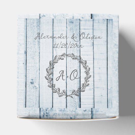 Blue Rustic Monogram Gastgeschenk Hochzeit Geschenkschachtel (Oben)