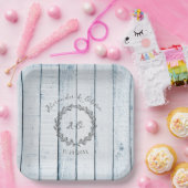 Blue Rustic Monogram Polterabend Paper Teller (Party)