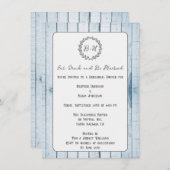 Blue Rustic Monogram Probe Dinner Einladung (Vorne/Hinten)