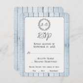 Blue Rustic Monogram Wedding RSVP Card (Vorne/Hinten)