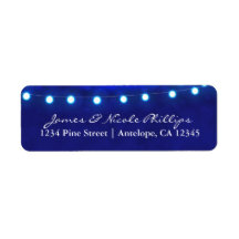 Blue Rustic Night String Lights Address Labels