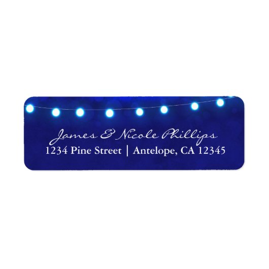 Blue Rustic Night String Lights Address Labels (Vorne)