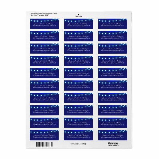 Blue Rustic Night String Lights Address Labels (Vorne)