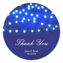 Blue Rustic Night String Lights Hochzeitsticker