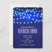 Blue Rustic Night String Lights Probe Dinner Einladung (Vorderseite)