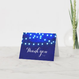 Blue Rustic Night String Lights Wedding Folkcard Dankeskarte