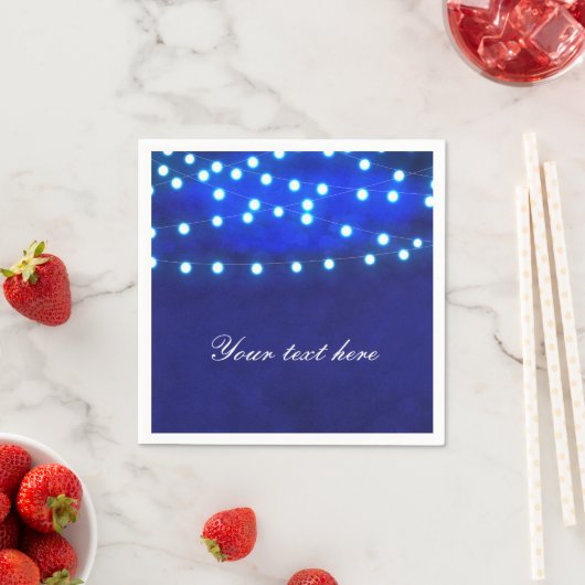 Blue Rustic Night String Lights Wedding Napkins Serviette (Beispiel)