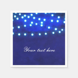 Blue Rustic Night String Lights Wedding Napkins Serviette