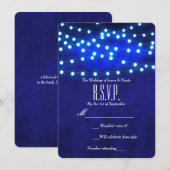 Blue Rustic Night String Lights Wedding RSVP Karte (Vorne/Hinten)