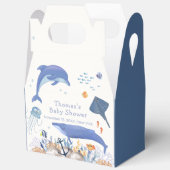 Blue Rustic Ocean Dolphin Whale Boy Baby Dusche Geschenkschachtel (Offen)