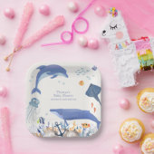 Blue Rustic Ocean Dolphin Whale Boy Baby Dusche Pappteller (Party)