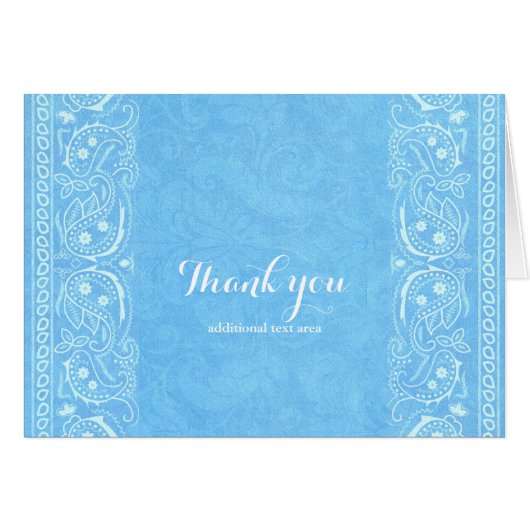 Blue Rustic Paisley Country Western Danke Karte (Vorderseite (Horizontal))