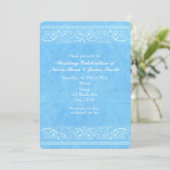 Blue Rustic Paisley Country Western Wedding Einladung (Stehend Vorderseite)