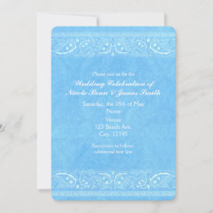Blue Rustic Paisley Country Western Wedding Einladung
