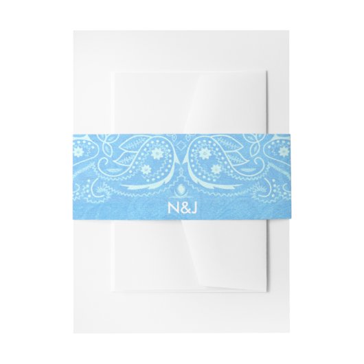 Blue Rustic Paisley Country Western Wedding Einladungsbanderole (Vorderseite Beispiel)