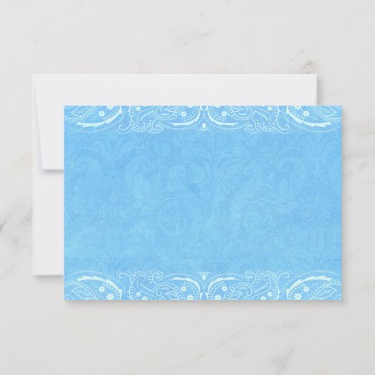Blue Rustic Paisley Country Western Wedding RSVP (Rückseite)