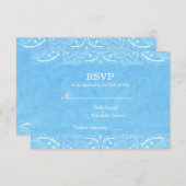 Blue Rustic Paisley Country Western Wedding RSVP (Vorne/Hinten)