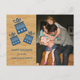 Blue Rustic Prestige Holiday Foto Postkarte