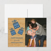 Blue Rustic Prestige Holiday Foto Postkarte (Vorne/Hinten)