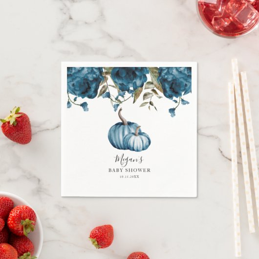 Blue Rustic Pumpkin Fall Baby Dusche Serviette (Beispiel)