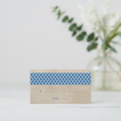 Blue Rustic Quatrefoil Hochzeitssemble Platzkarte (Stehend Vorderseite)