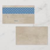 Blue Rustic Quatrefoil Hochzeitssemble Platzkarte (Vorne/Hinten)