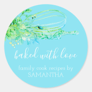 Blue Rustic Rolling Button Whisk Koch Baker Runder Aufkleber