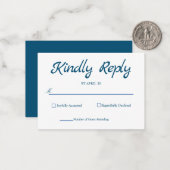 Blue Rustic RSVP Card Elegante Simple RSVP Card Mitteilungskarte (Vorderseite/Rückseite Beispiel)