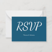 Blue Rustic RSVP Card Elegante Simple RSVP Card Mitteilungskarte (Rückseite)