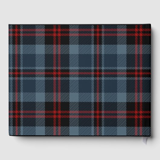 Blue Rustic Scottish Tartan Wedding Gästebuch (Rückseite)