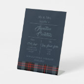Blue Rustic Scottish Tartan Wedding Sockelschild (Vorderseite)