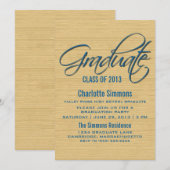 Blue Rustic Script Abschluss laden Einladung (Vorne/Hinten)