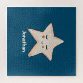 Blue Rustic Sleepy Star Name Modern Puzzle (Horizontal)