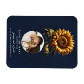 Blue Rustic Sonnenblume Hochzeit speichern das Dat Magnet (Horizontal)