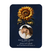 Blue Rustic Sonnenblume Hochzeit speichern das Dat Magnet (Vertikal)