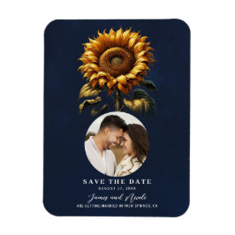 Blue Rustic Sonnenblume Hochzeit speichern das Dat Magnet