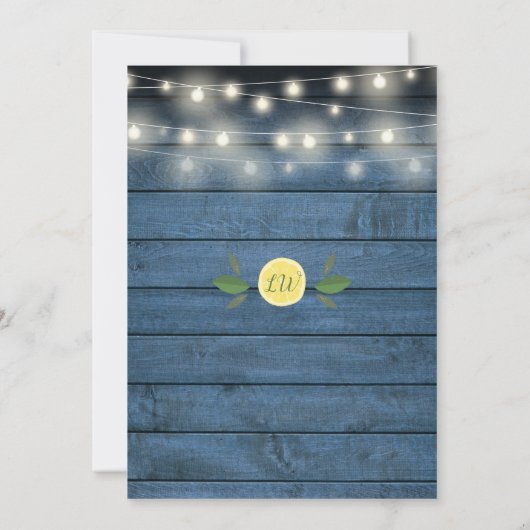Blue Rustic String Lights Lemons Brautparty Einladung (Rückseite)