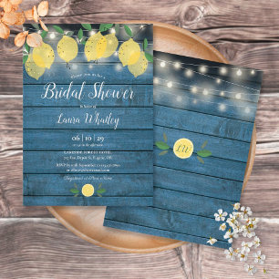 Blue Rustic String Lights Lemons Brautparty Einladung