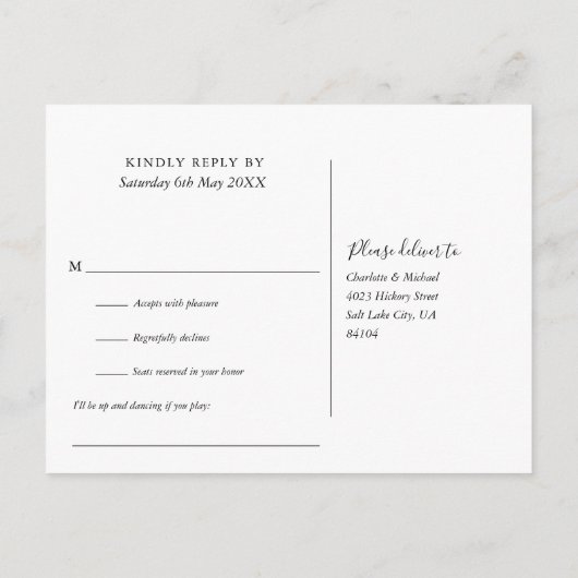 Blue Rustic String Lights Song Request UAWG Einladungspostkarte (Rückseite)