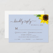 Blue Rustic Sunflower UAWG Diätkarte RSVP Karte (Vorne/Hinten)