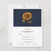 Blue Rustic Sunflower Wedding RSVP Einladung (Vorderseite)