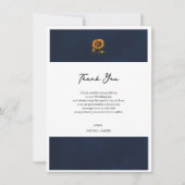 Blue Rustic Sunflower Wedding Vielen Dank Einladung (Vorderseite)