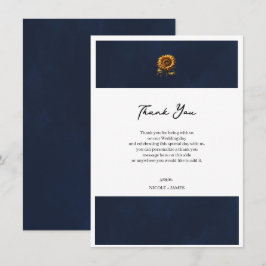 Blue Rustic Sunflower Wedding Vielen Dank Einladung