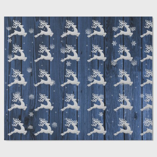 Blue Rustic Weihnachtsmann Wrapping Paper Geschenkpapier (Flach)