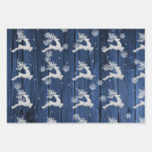 Blue Rustic Weihnachtsmann Wrapping Paper Geschenkpapier Set (Vorderseite 3)