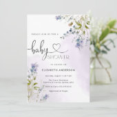 Blue Rustic Wildblume Boy Baby Dusche Einladung (Stehend Vorderseite)