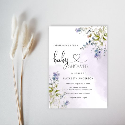 Blue Rustic Wildblume Boy Baby Dusche Einladung